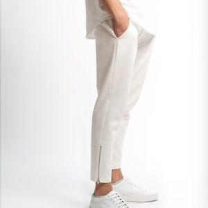 White Cotton Pants with elastic waist
